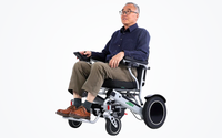 HKM-5337555 Folding Electric Wheelchair Dual 250W Motors 24V 12Ah Battery 12.4 Mile Range 265 lb Capacity Aluminum Frame