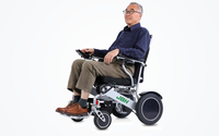 HKM-0881107 Light Folding Electric Wheelchair Dual 250W Motors 24V Dual 6Ah Battery 12.4 Mile Range 265 lb Capacity 6061 Aluminum