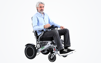 HKM-5337555 Folding Electric Wheelchair Dual 250W Motors 24V 12Ah Battery 12.4 Mile Range 265 lb Capacity Aluminum Frame