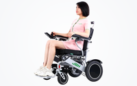 HKM-0881107 Light Folding Electric Wheelchair Dual 250W Motors 24V Dual 6Ah Battery 12.4 Mile Range 265 lb Capacity 6061 Aluminum