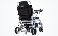 HKM-3240403 Light Folding Electric Wheelchair Dual 250W Hub Motors 24V 24Ah Battery 12.4 Mile Range 265 lb Capacity Aluminum