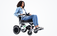 HKM-1274323 Light Folding Electric Wheelchair Dual 250W Motors 24V 12Ah Battery 12.4 Mile Range 353 lb Capacity Aluminum