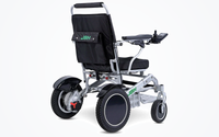 HKM-1667539 Portable Folding Electric Wheelchair Dual 180W Motors 24V 12Ah Battery 12.4 Mile Range 265 lb Capacity Aluminum