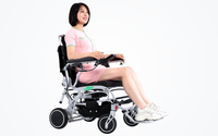 HKM-3240403 Light Folding Electric Wheelchair Dual 250W Hub Motors 24V 24Ah Battery 12.4 Mile Range 265 lb Capacity Aluminum