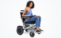 HKM-1667539 Portable Folding Electric Wheelchair Dual 180W Motors 24V 12Ah Battery 12.4 Mile Range 265 lb Capacity Aluminum