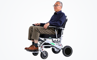 HKM-3469779 Light Folding Electric Wheelchair Dual 250W Hub Motors 24V 24Ah Battery 12.4 Mile Range 265 lb Capacity Aluminum