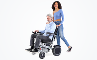 HKM-1667539 Portable Folding Electric Wheelchair Dual 180W Motors 24V 12Ah Battery 12.4 Mile Range 265 lb Capacity Aluminum