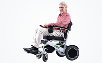 HKM-1274323 Light Folding Electric Wheelchair Dual 250W Motors 24V 12Ah Battery 12.4 Mile Range 353 lb Capacity Aluminum