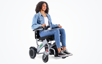 HKM-0848339 Light Folding Electric Wheelchair Dual 180W Motors 24V Dual Battery 12.4 Mile Range 265 lb Capacity Aluminum