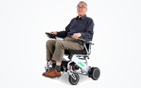 HKM-0913875 Compact Folding Electric Wheelchair Dual 180W Motors 24V 10Ah Battery 15.5 Mile Range 265 lb Capacity Aluminum