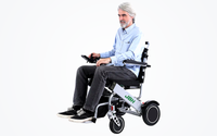 HKM-0848339 Light Folding Electric Wheelchair Dual 180W Motors 24V Dual Battery 12.4 Mile Range 265 lb Capacity Aluminum