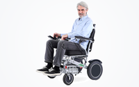 HKM-1667539 Portable Folding Electric Wheelchair Dual 180W Motors 24V 12Ah Battery 12.4 Mile Range 265 lb Capacity Aluminum