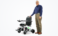 HKM-0848339 Light Folding Electric Wheelchair Dual 180W Motors 24V Dual Battery 12.4 Mile Range 265 lb Capacity Aluminum