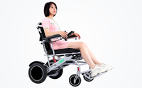 HKM-7827923 Folding Electric Wheelchair Dual 250W Motors 24V 12Ah Battery 12.4 Mile Range 265 lb Capacity Aluminum Frame