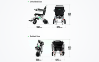 HKM-0848339 Light Folding Electric Wheelchair Dual 180W Motors 24V Dual Battery 12.4 Mile Range 265 lb Capacity Aluminum