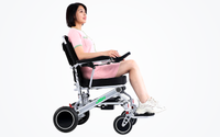 HKM-3469779 Light Folding Electric Wheelchair Dual 250W Hub Motors 24V 24Ah Battery 12.4 Mile Range 265 lb Capacity Aluminum