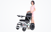 HKM-1667539 Portable Folding Electric Wheelchair Dual 180W Motors 24V 12Ah Battery 12.4 Mile Range 265 lb Capacity Aluminum