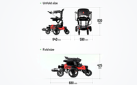 HKM-0979411 Portable Folding Electric Wheelchair Dual 250W Motors 24V 12Ah Battery 12.4 Mile Range 265 lb Capacity Aluminum