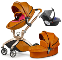 HKM-3940051 3-in-1 Compact Baby Stroller PU Zipper Detailing Aluminum Alloy Frame Travel System with Car Seat and Bassinet