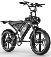 HKM-3429587 Electric Bike 1500W Motor 40 Mile Range 20-Inch Fat Tires Retro Style Front Rear Disc Brakes All-Terrain Snow Off-Road