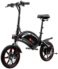 HKM-3915219 Electric Bike 250W Motor 36V 10Ah Battery 37 Mile Range 14-Inch Tires Foldable V Brakes Carry Handle Front Basket