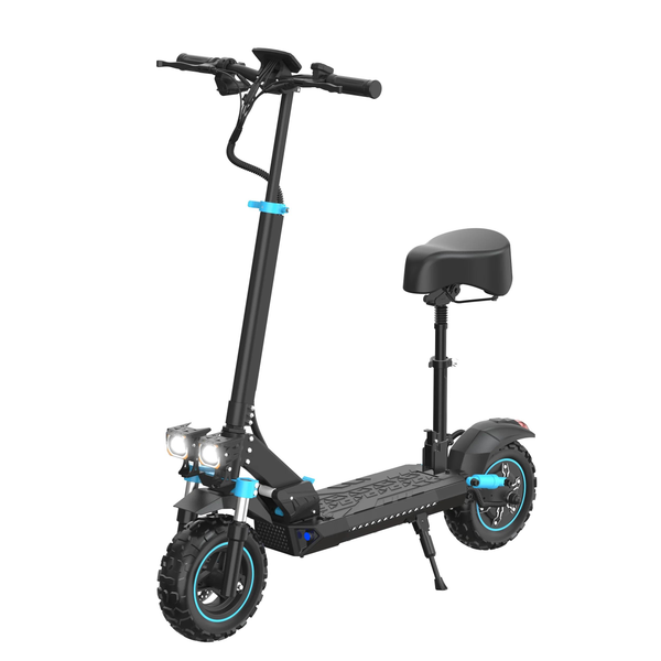 HKM-S6M Pro Electric Scooter 1200W Motor 48V 20.8Ah Battery 37 Mile Range Dual Suspension Disc Brakes Folding Frame LED Light