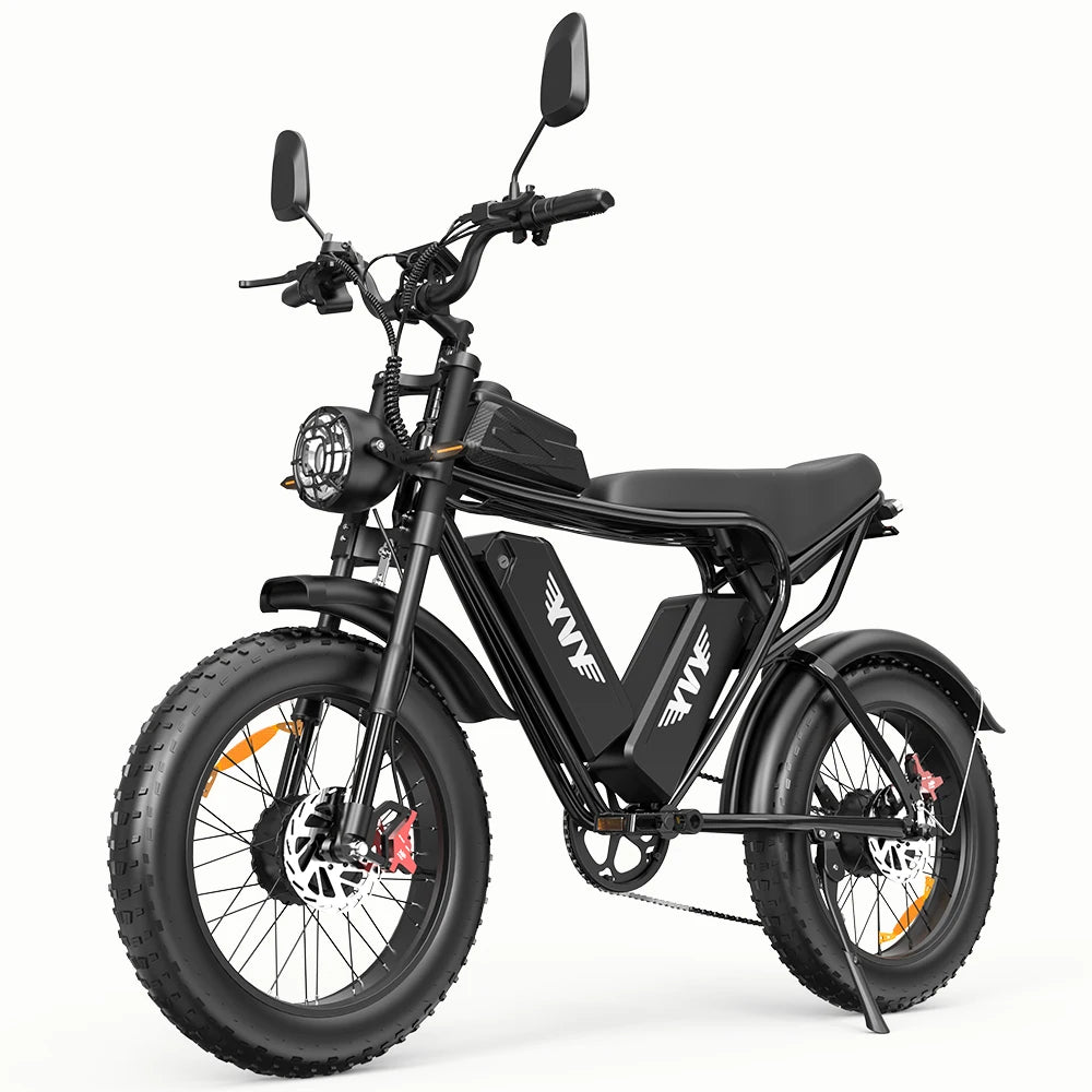 HKM-5592275 Electric Bike Dual Motor 52V 40Ah Battery 75 Mile Range 20-Inch Fat Tires Hydraulic Brakes 7-Speed Full Suspension