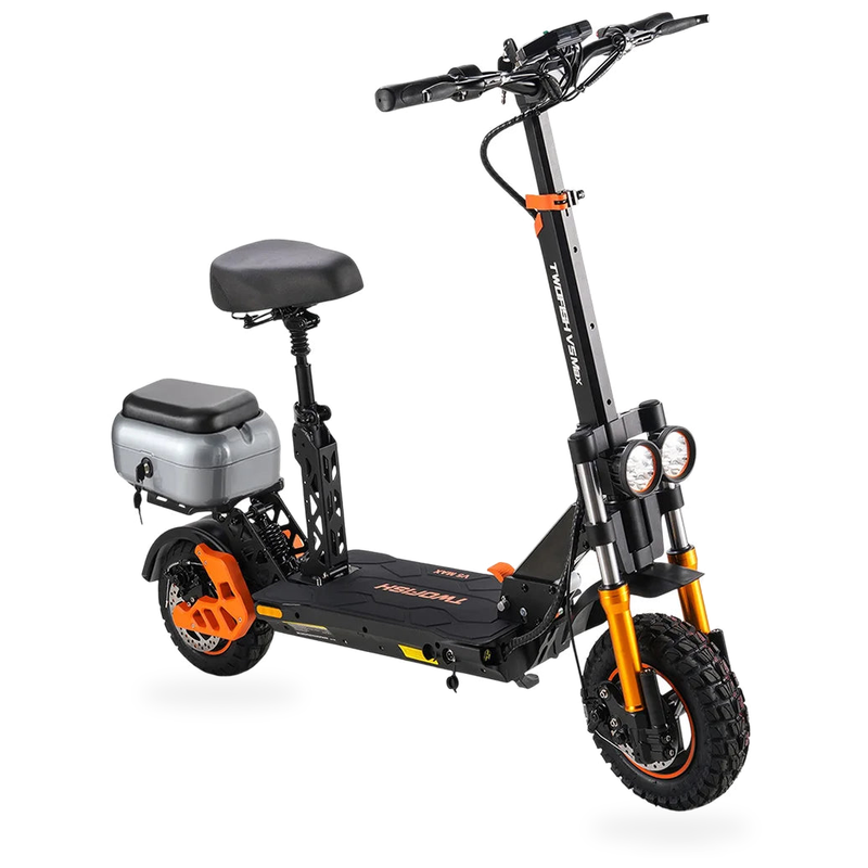 HKM-4594593 Off-Road Folding Electric Scooter with Seat, 800W Motor (1000W Peak), 48V 18Ah Battery, 28 mph, 11/10 in Tires