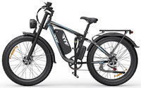 HKM-8705107 Electric Bike 750W Dual Motor 48V 23Ah Battery 37 Mile Range 26-Inch Fat Tires Hydraulic Brakes 7-Speed Full Suspension