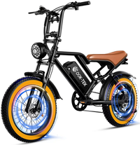 HKM-9304659 Electric Bike 1000W Motor 48V 17.5Ah Battery 37 Mile Range 20-Inch Fat Tires Hydraulic Brakes 7-Speed Removable Battery
