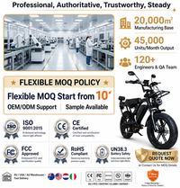 HKM-9530195 Electric Bike 1000W Motor 48V 15Ah Battery 37 Mile Range 20-Inch Fat Tires Hydraulic Brakes 7-Speed Removable Battery