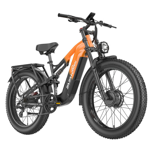 HKM-4163795 26 in Dual-Motor Fat Tire E-Bike, 2000W Peak, 48V 25Ah, 93 mi Range, Full Suspension, Hydraulic Brakes, 440 lb Load