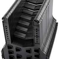 HKM-0233555 RV Sewer Hose Support 10 FT Adjustable Black Drain Hose Holder for Travel Trailer Motorhome with Tie-Down Strap